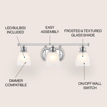 Beverly Metal/Glass Contemporary Modern LED Vanity Light